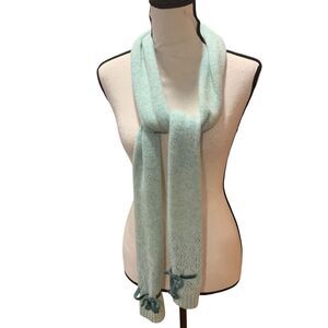 The Gap VNTG 2004 Holiday Christmas Knit‎ Wool Scarf Velvet Bows, Green, 5”x35”